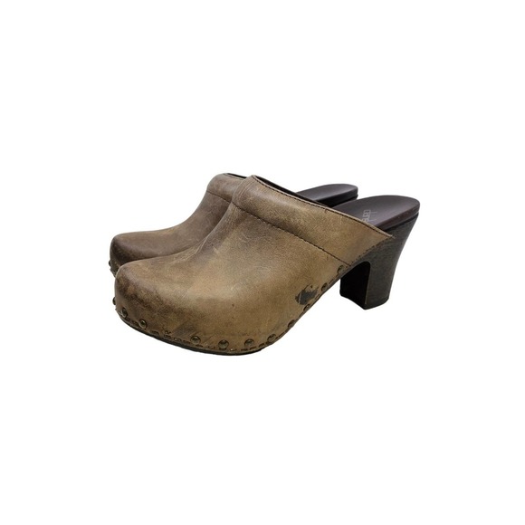 Dansko 38 Brown Leather Wooden Clog Chunky Comfort Boho Rae Heel Orthopedic - Picture 6 of 7